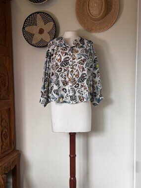 Anthropologies Maeve Blouse, Size large, Colorful Butterflies!